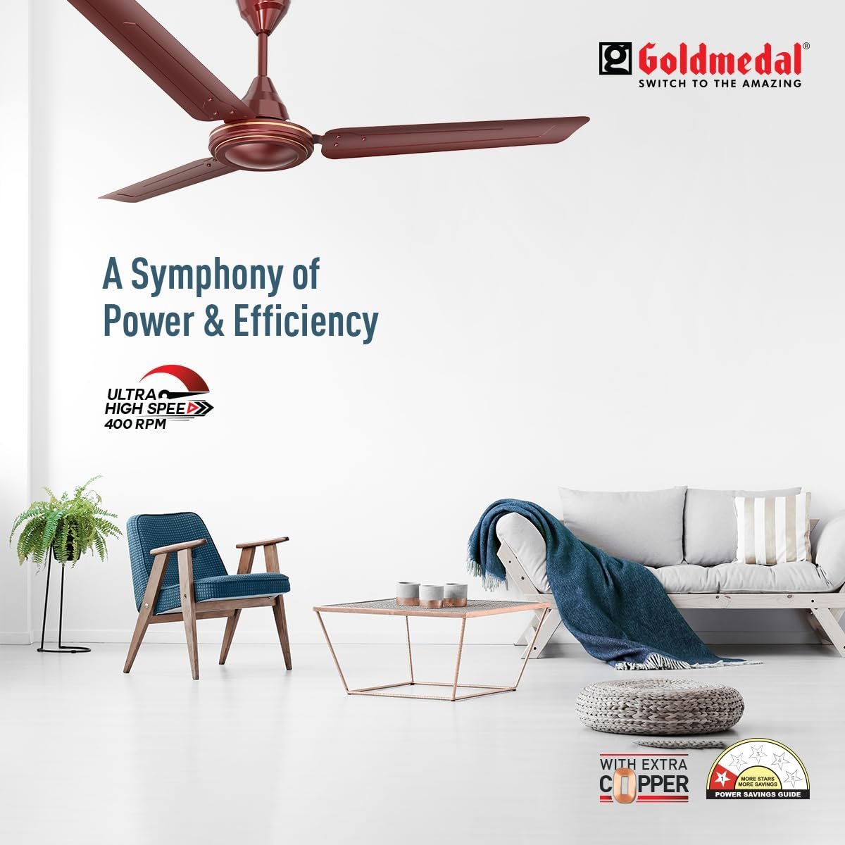Goldmedal Comet 1200 mm New BEE Certified Star Rated 2026-2028 Economy Ceiling Fan - Image 2